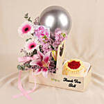 Personalised Message Gift Box with Flowers & Cake