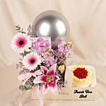 Personalised Thank You Gift Box with Flowers & Cake