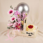 Personalised Thank You Gift Box with Flowers & Cake