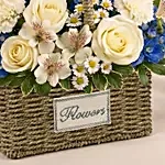 Blue and White Blooms Basket