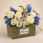Blue and White Blooms Basket