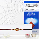 Divine Ganesha Rudraksha Pearl Rakhi with Lindt Chocolate