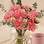 Romantic Rose Lamp, Carnation & Love Mug Gift Set