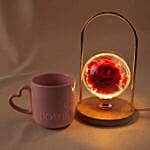 Enchanting Red Rose LED Lamp & Mug Gift Set
