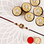 Divine Ganesha Rudraksha Pearl Rakhi with Ferrero Rochers