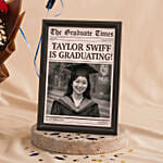 Graduation News Flash Photo Frame & Flowers