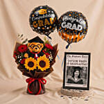 Graduation News Flash Photo Frame and Flowers Set