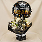 Graduation Flower Bouquet with Balloon