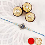 Blue Serenity Om Rakhi with Ferrero Rochers