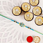 Sneh Ethinic Blue Meenakari Rakhi with Ferrero Rochers