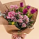 Plum Tulip & Mauve Rose Graduation Bouquet