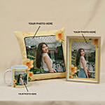 Daffodil Themed Personalised Mug, Cushion and Frame