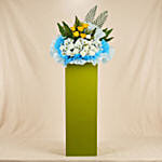 Peaceful Condolence Mixed Flowers Green Stand