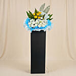 Peaceful Condolence Mixed Flowers Black Stand