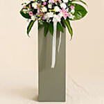 Peace Of Mind Condolence Mixed Flowers Grey Stand