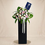 Peace Of Mind Condolence Mixed Flowers Black Stand