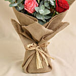 3 Pink 3 Red Roses Love Bouquet For Valentines