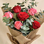 3 Pink 3 Red Roses Love Bouquet For Valentines