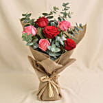 3 Pink 3 Red Roses Love Bouquet For Valentines
