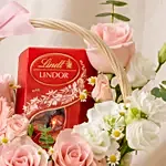 Elegant Flower Basket with Lindt Lindor Chocolates