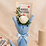 Nurses, Our Heroes - White Rose Mini Bouquet x2
