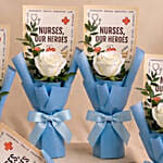 Nurses, Our Heroes - White Rose Mini Bouquet x5