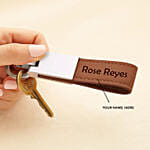 Engraved Leather Keychain With Text