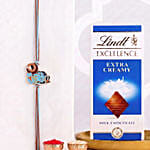 Kids Devotional Bal Krishna Rakhi with Lindt Chocolate Bar