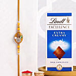 Elegant Kundan Rakhi with Lindt Chocolate Bar