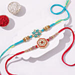 Blue and Red Meenakari Rakhi Set