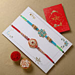 Blue and Red Meenakari Rakhi Set