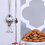 Green Round Bhaiya Bhabhi Rakhi Rakhi with Almonds