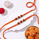 Auspicious Rudraksha Rakhi Set with Motichoor Ladoo