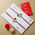 Bal Ganesha and Bal Krishna Rakhi Set with Cashews