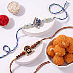 Divine Blessing Om and Shivling Rakhi Duo with Motichoor Ladoo