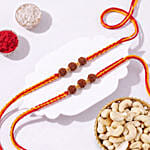 Auspicious Rudraksha Rakhi Set with Cashews