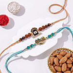 Divine Harmony Shiva and Krishna Rakhi Set with Almonds