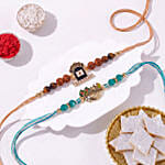 Divine Harmony Shiva and Krishna Rakhi Set with Kaju Katli