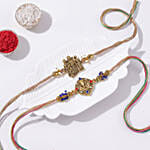 Divine Duo Radha Krishna and Ganesha Rakhi Set