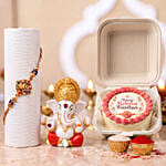 Eggless Chocolate Cake, Ganesha Idol and Ganesha Rakhi Set
