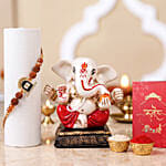 Ganesha Idol with Devotional Shiva Rakhi Gift Set