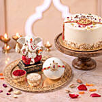Ganesha Idol with Tortoise Rakhi and Eggless Chocolate Fudge Cake