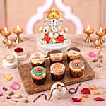 Raksha Bandhan Cupcakes with Ganesh Rakhi and Idol