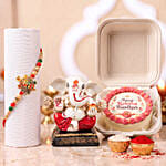 Ganesha Idol with Meru Rakhi and Eggless Chocolate Cake