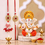 Ganesha Idol with Bhaiya Bhabhi AD Rakhi Set