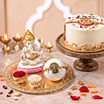 Ganesha Idol, Rakhi and Eggless Chocolate Fudge Cake