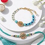 Designer Stone Bhaiya Bhabhi Rakhi and Ganesha Idol Set