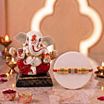 Red & Green Designer Rakhi with Ganesha Idol