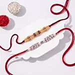 Red & Green Designer and Pearl Rakhi Set