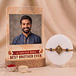 Ganesha Rakhi and Personalised Best Brother Ever LED Photo Lamp